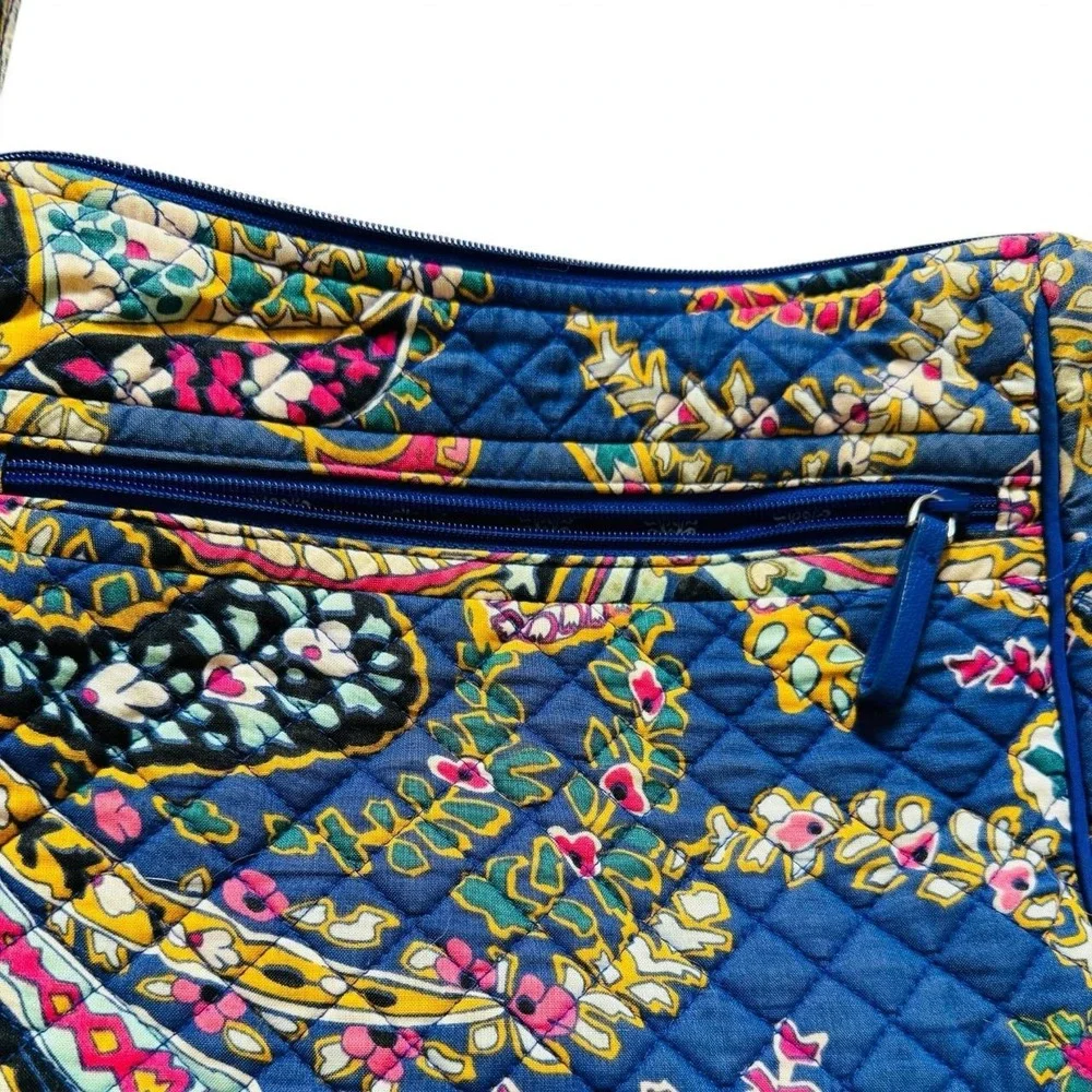 Vera Bradley Blue Paisley Quilted Cotton Crossbody Bag Adjustable Strap Boho